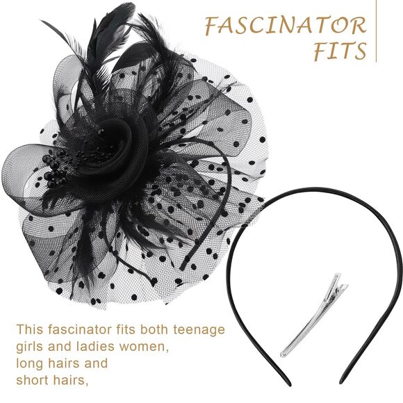 1920s Vintage Fascinators Hat For Women Veil Mesh Tea Party Headpiece 8648 - Picture 3 of 7